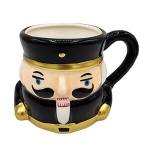 Robert Stanley Home Collection Balck & Gold Ceramic Nutcracker Coffee Tea Mug